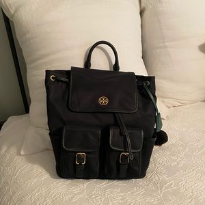 Tory Burch Nylon Flap Backpack.